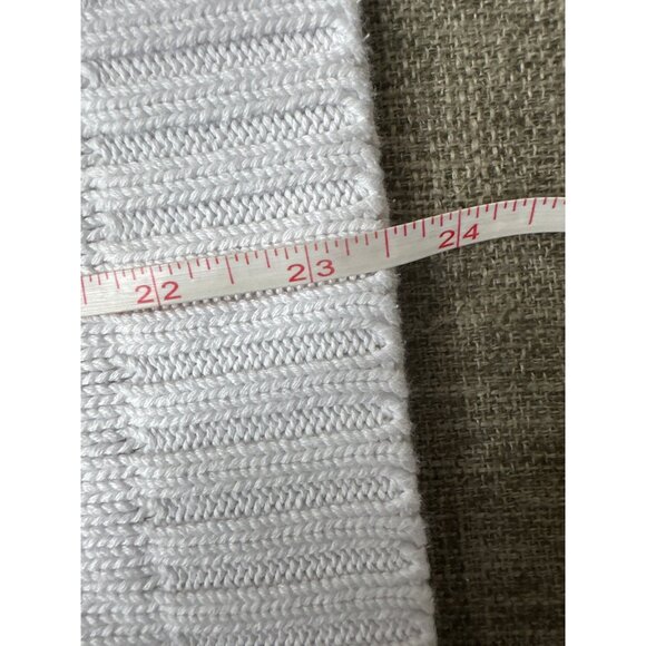 St. Johns Bay Authentic White V-Neck Sweater Large 100% Cotton Long Sleeve - Picture 6 of 6